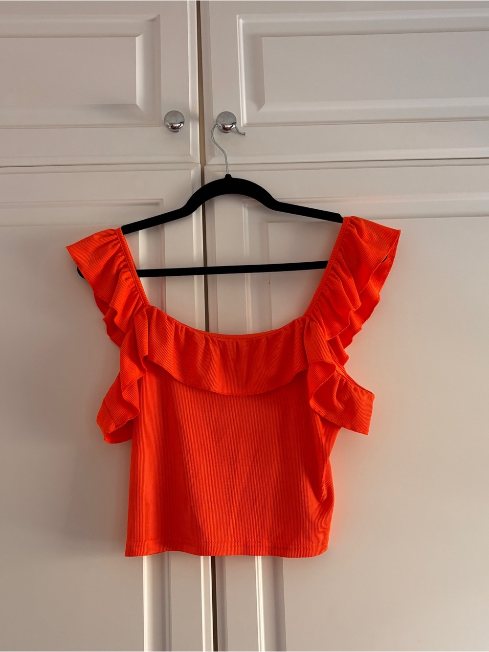 Women’s Ruffle Off-Shoulder Top - Bright Orange